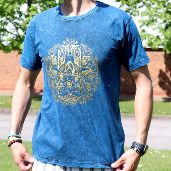 Koszulka Stone Washed M – Hamsa – Niebieska - obrazek 6