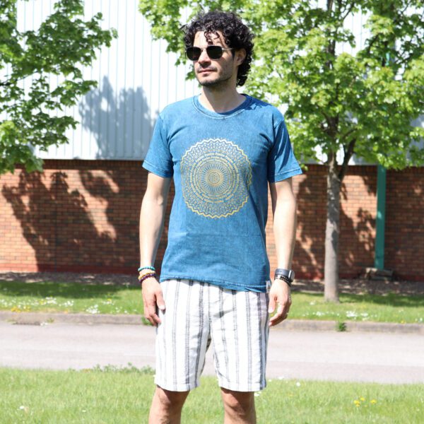 Koszulka Stone Washed S – Mandala – Niebieska - obrazek 4