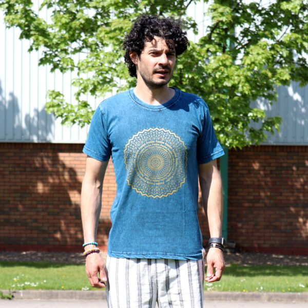 Koszulka Stone Washed M – Mandala – Niebieska - obrazek 4