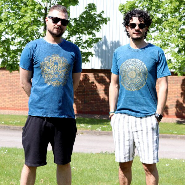 Koszulka Stone Washed M – Mandala – Niebieska - obrazek 5