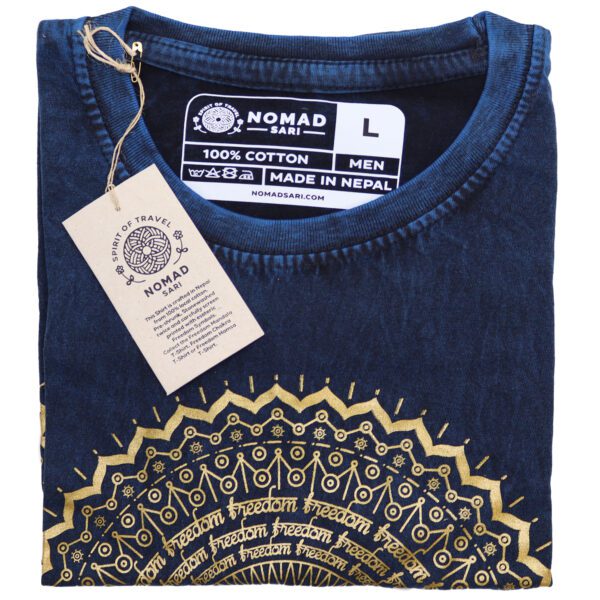 Koszulka Stone Washed L – Mandala – Niebieska - obrazek 3