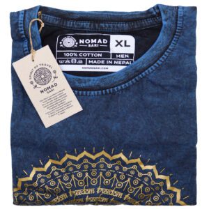 Koszulka Stone Washed XL – Mandala – Niebieska