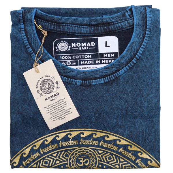 Koszulka Stone Washed L – Czakry – Niebieska - obrazek 3