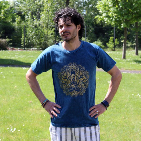 Koszulka Stone Washed M – Hamsa – Niebieska - obrazek 3