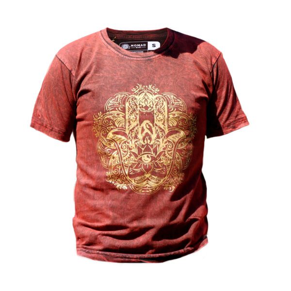 Koszulka Stone Washed S – Hamsa – Bordowa - obrazek 2