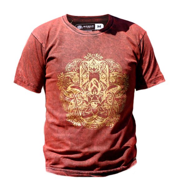 Koszulka Stone Washed M – Hamsa – Bordowa - obrazek 3