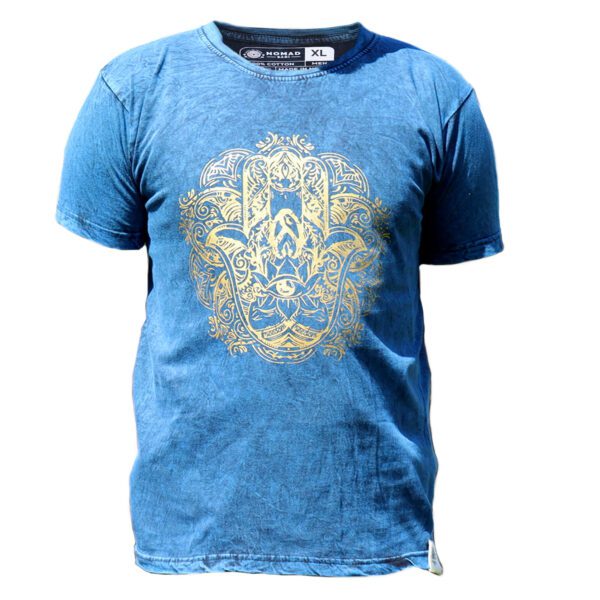 Koszulka Stone Washed XL – Hamsa – Niebieska - obrazek 2