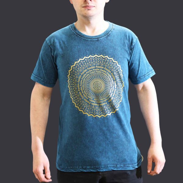 Koszulka Stone Washed S – Mandala – Niebieska