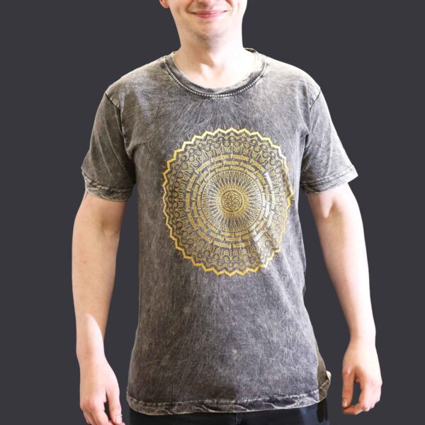 Koszulka Stone Washed S – Mandala – Ciemnoszara