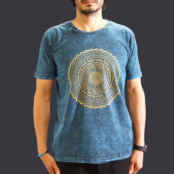 Koszulka Stone Washed M – Mandala – Niebieska