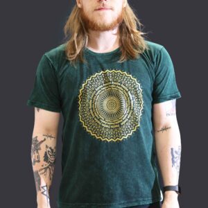 Koszulka Stone Washed L – Mandala – Zielona