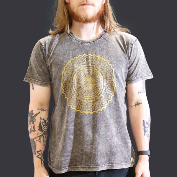 Koszulka Stone Washed L – Mandala – Ciemnoszara