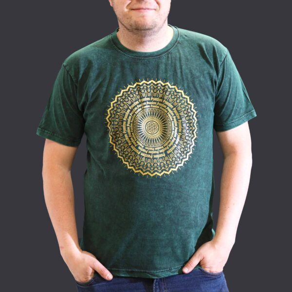 Koszulka Stone Washed XL – Mandala – Zielona