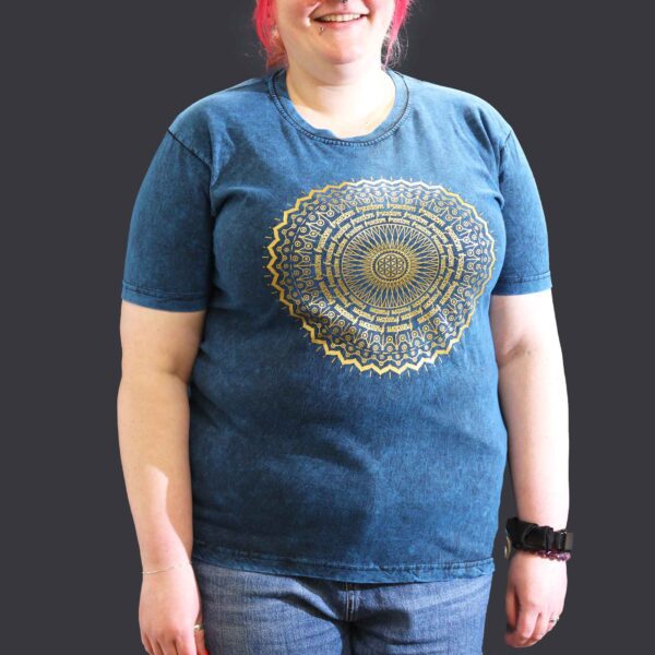 Koszulka Stone Washed XL – Mandala – Niebieska
