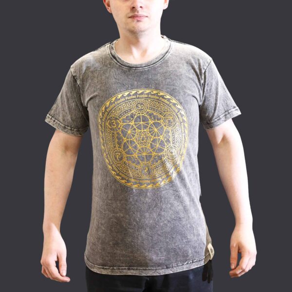 Koszulka Stone Washed S – Czakry – Ciemnoszara