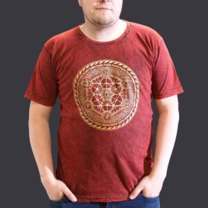 Koszulka Stone Washed XL – Czakry – Bordowa