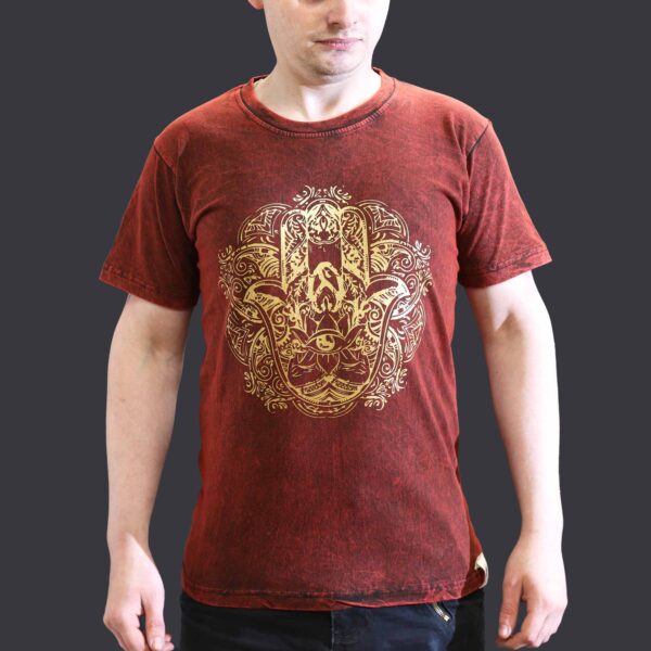 Koszulka Stone Washed S – Hamsa – Bordowa