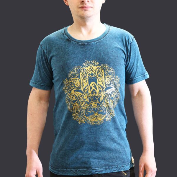 Koszulka Stone Washed S – Hamsa – Niebieska