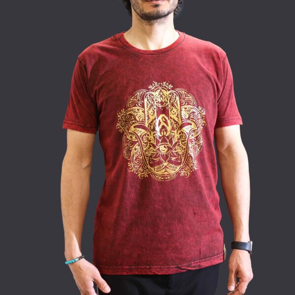 Koszulka Stone Washed M – Hamsa – Bordowa