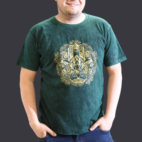 Koszulka Stone Washed XL – Hamsa – Zielona