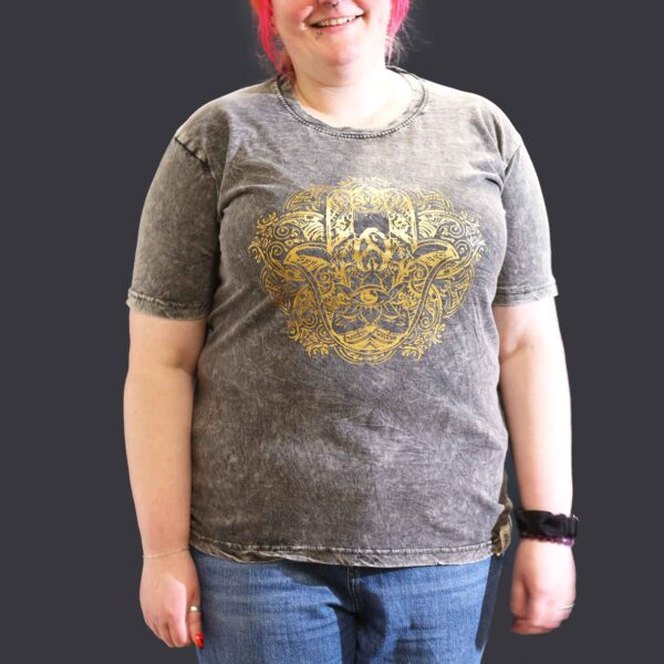 Koszulka Stone Washed XL – Hamsa – Ciemnoszara - obrazek 2