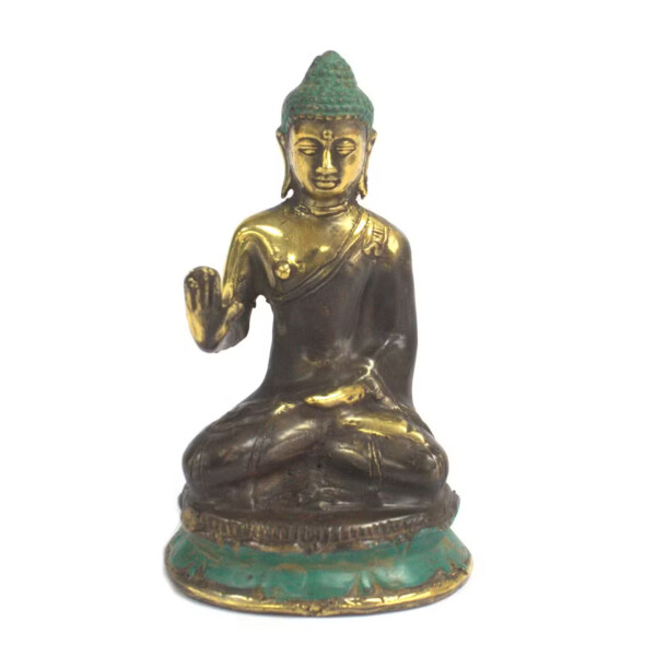 figurka buddy z mosiadzu sredni budda z uniesiona dlonia
