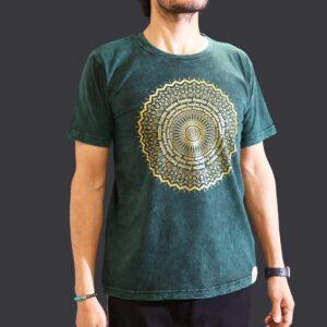 Koszulka Stone Washed M – Mandala – Zielona