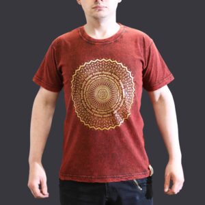 Koszulka Stone Washed S – Mandala – Bordowa