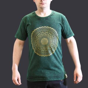 Koszulka Stone Washed S – Mandala – Zielona