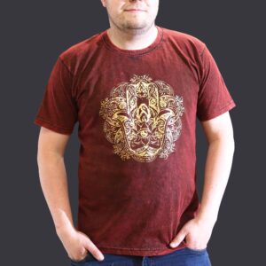 Koszulka Stone Washed XL – Hamsa – Bordowa