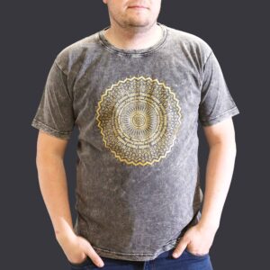 Koszulka Stone Washed XL – Mandala – Ciemnoszara