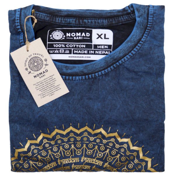 Koszulka Stone Washed XL – Mandala – Niebieska