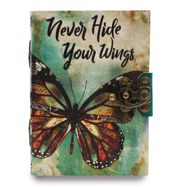 notes skorzany 18 cm napis never hide your wings