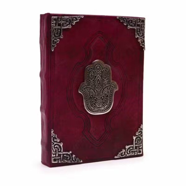 notes skorzany czerwona skora z hamsa