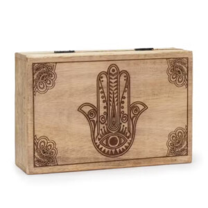 pudelko z drewna mango 21 5 x 14 x 6 3 cm hamsa czarne grawerowane wykonczenie