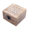 pudelko z drewna mango bielone 10x10 cm wzor aztecki