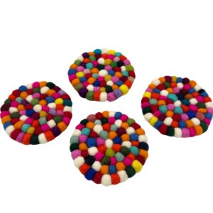 Filcowe Podkładki Okrągłe – 10 cm Kolorowe (zestaw 4 szt.)