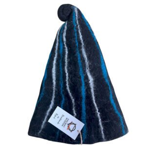 Filcowy Kapelusz Czarodzieja do Sauny – Czarny z Niebieskimi Przebłyskami