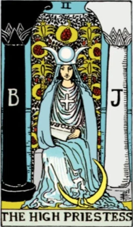 Kapłanka – karta Tarota Rider-Waite Kapłanka, karta Tarota, Arkan Wielki, Rider-Waite, tajemnica, intuicja