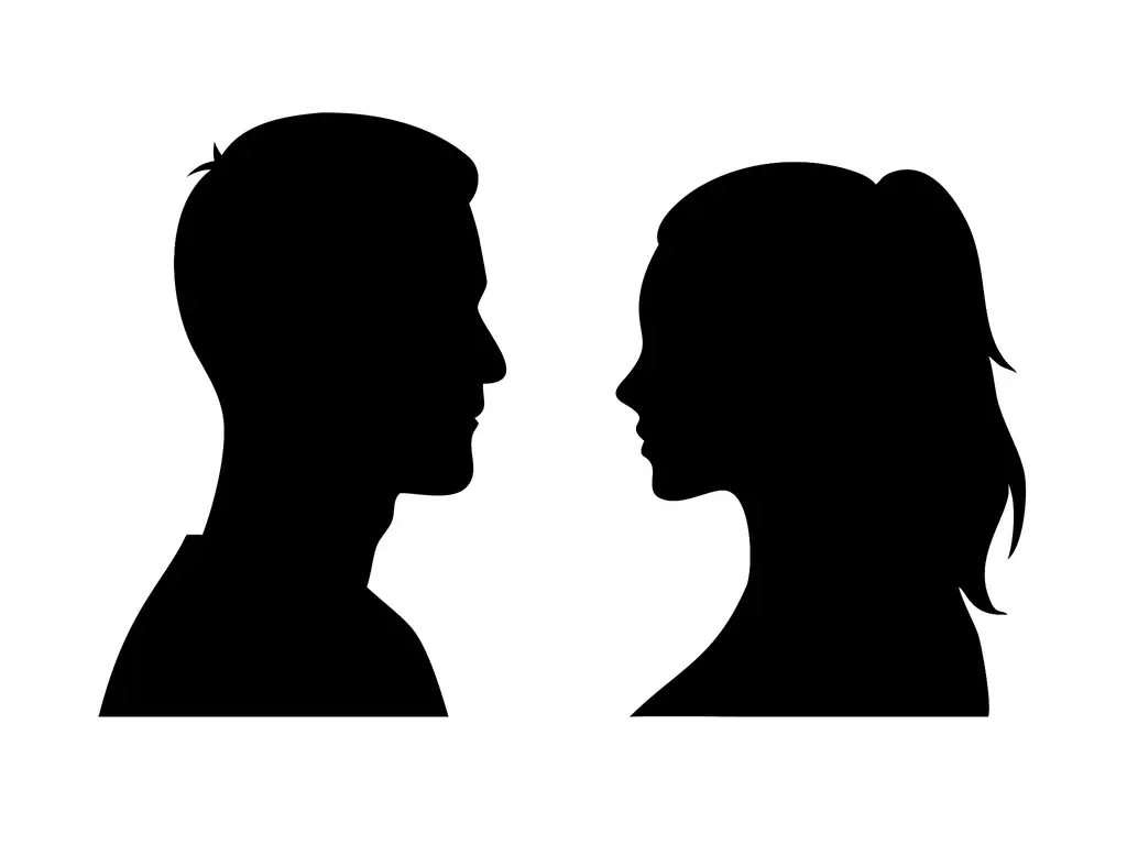 Anima i Animus – czarne sylwetki kobiety i mężczyzny zwrócone ku sobie