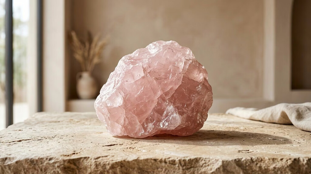 Kwarc różowy – naturalna surowa bryła minerału